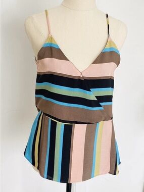 Zara Women Multicolor Striped V-Neck Spaghetti Strap Camisole Size Medium